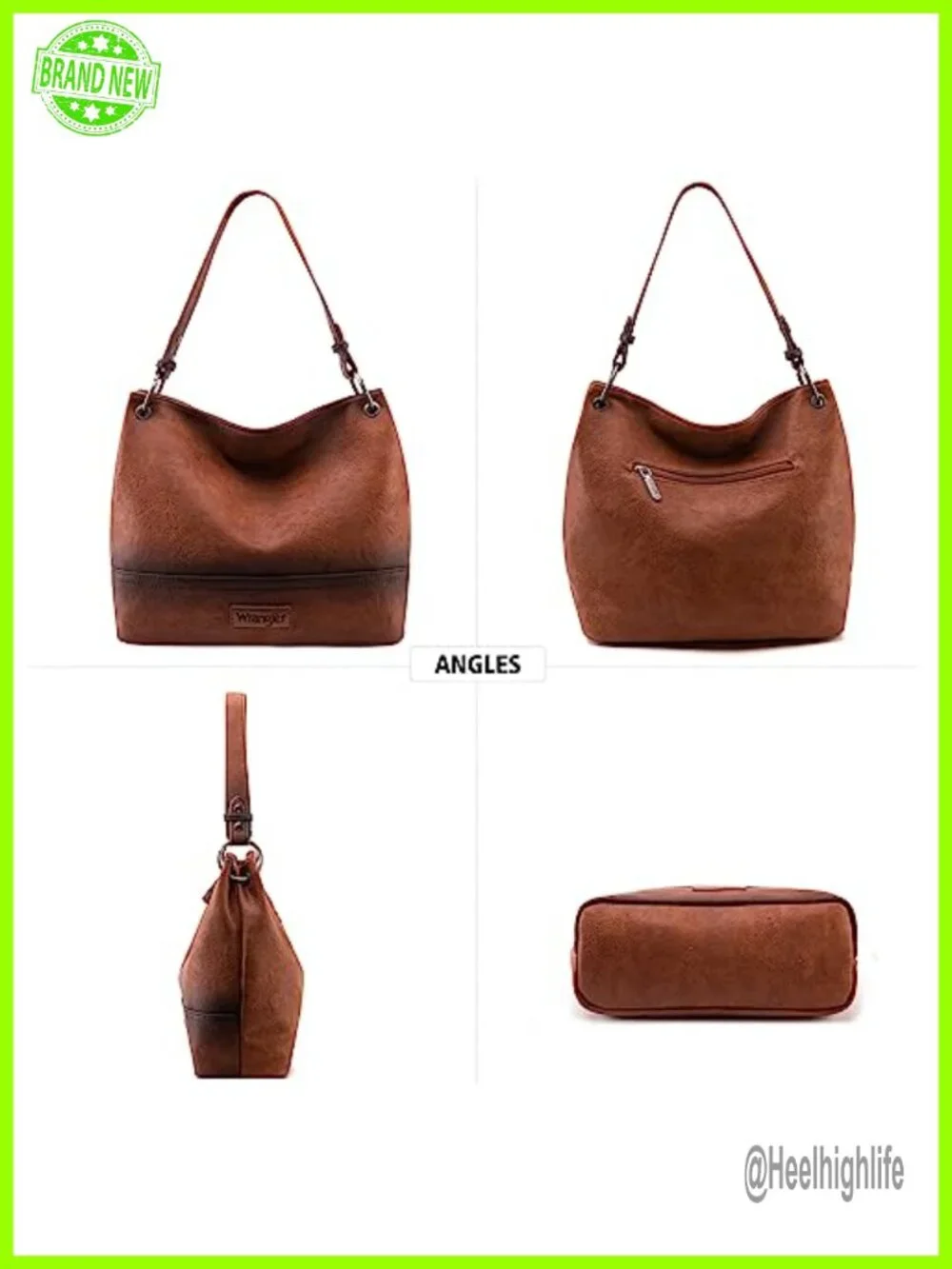 Vegan Leather Hobo Bag with Shoulder and Crossbody Straps